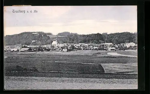 AK Trostberg a. d. Alz, Teilansicht mit Kirche