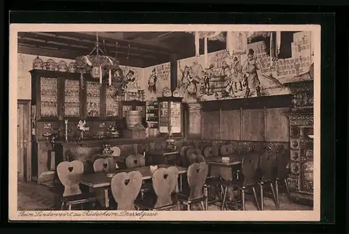 AK Rüdesheim, Gasthaus Beim Lindenwirt, Strasse Drosselgasse, Innenansicht