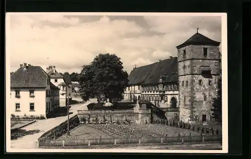 AK Münnerstadt /Ufr., Kloster M. Bildhausen mit Strassenpartie
