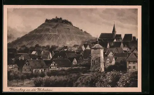 Künstler-AK Weinsberg an der Weibertreu, Teilansicht mit Burg