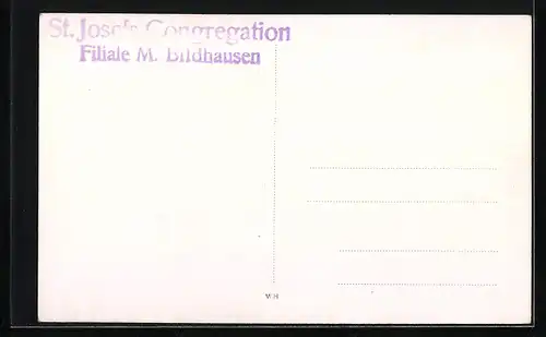Foto-AK M. Bildhausen, St. Josefs Congregation mit Strassenpartie