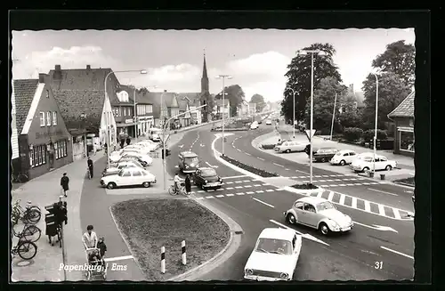 AK Papenburg /Ems, Strassenpartie mit Geschäften