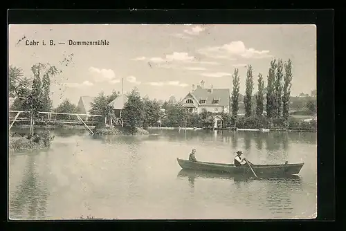 AK Lahr i. B., Dammenmühle mit Boot