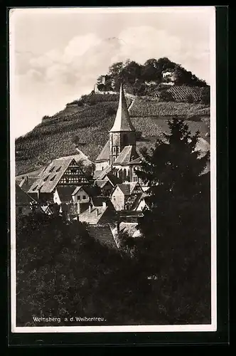 AK Weinsberg a. d. Weibertreu, Blick auf den Ort mit Burg