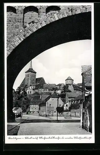 AK Bautzen, Blick auf Michaeliskirche und zur neuen Wasserkunst