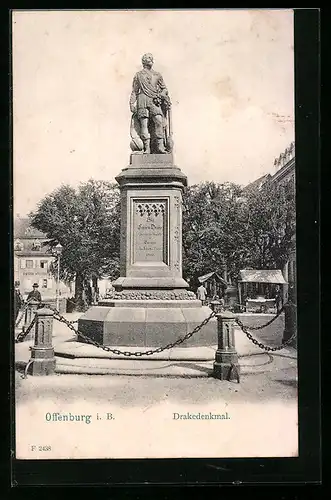 AK Offenburg i. B., Blick auf das Drakedenkmal