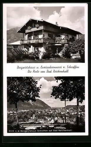 AK Bad Reichenhall, Blick v. d. Bergwirtshaus Schroffen