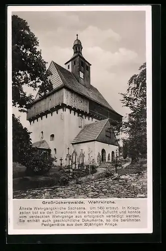 AK Grossrückerswalde, Blick auf die Wehrkirche