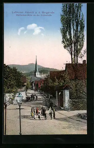 AK Alsbach a. d. Bergstrasse, Melibokus-Blick an der Kirchstrasse