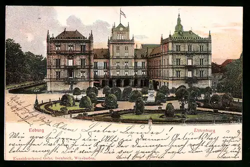 Relief-AK Coburg, Ansicht der Ehrenburg