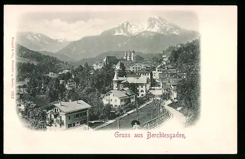 Relief-AK Berchtesgaden, Strassenpartie am Ortseingang