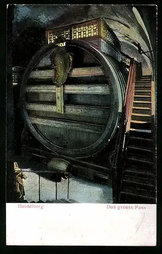 Relief-AK Heidelberg, Das grosse Fass