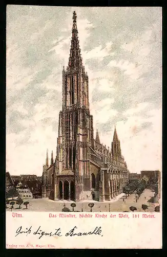 Relief-AK Ulm, Das Münster als höchste Kirche der Welt