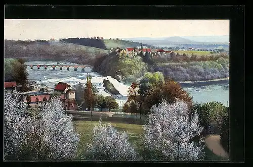 Künstler-AK Photochromie Nr.3020: Rheinfall mit Schloss Laufen