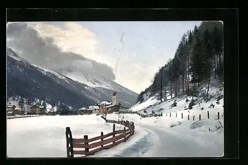 AK Photochromie NR 1803: Dorf in winterlicher Umgebung