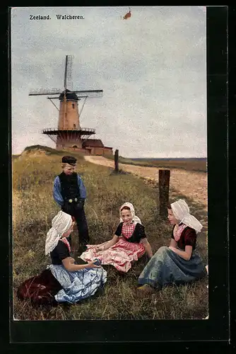 Künstler-AK Photochromie Nr.2965: Zeeland, Walcheren, Windmühle