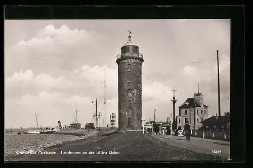 AK Cuxhaven, Leuchtturm an der Alten Liebe