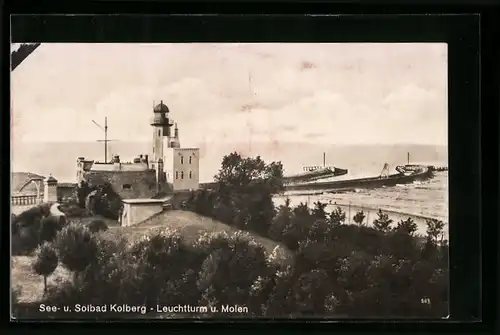 AK Kolberg, Leuchtturm und Molen