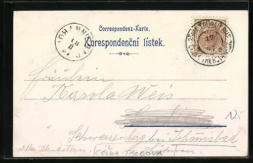 Lithographie Ceska Trebova, Radnice, Lazne Hory, Nadrazi