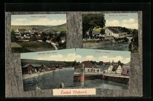 AK Ceská Trebová, Celkový pohled, Partie na Trebovce, Mestske ricní lázne