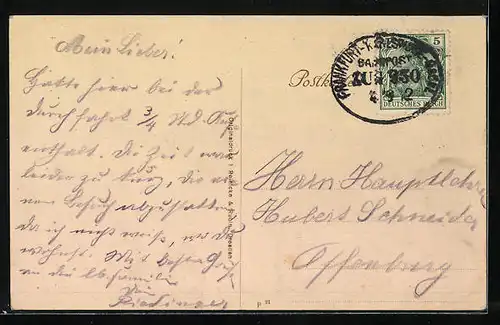 AK Offenburg, Partie am Rathaus m. Drake-Denkmal