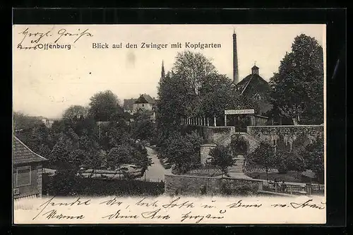 AK Offenburg, Blick auf den Zwinger mit Kopfgarten