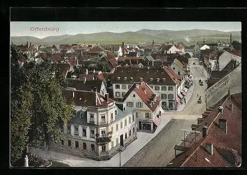 AK Offenburg, Teilansicht m. Brauerei Kempf