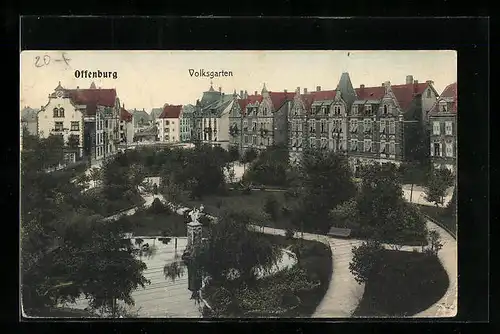 AK Offenburg, idyllischer Volksgarten