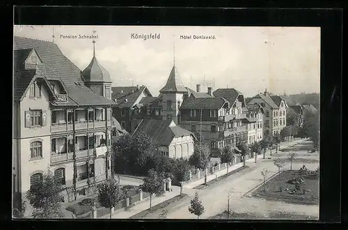 AK Königsfeld, Pension Schnabel u. Hotel Doniswald