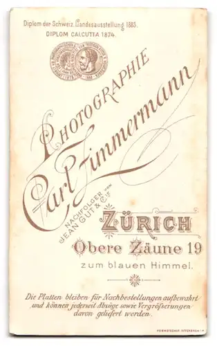 Fotografie Carl Zimmermann, Zürich, Obere Zäune 19, Soldat mit Schirmmütze in Uniform