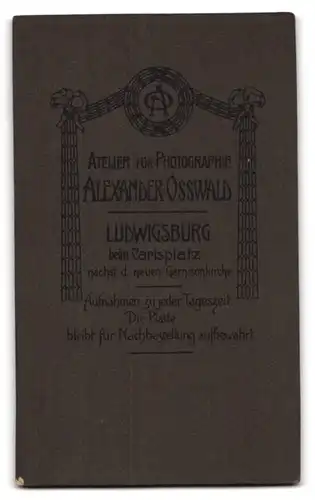 Fotografie Alex. Osswald, Ludwigsburg, b.d. Garnisonskirche, Junger Soldat in Uniform