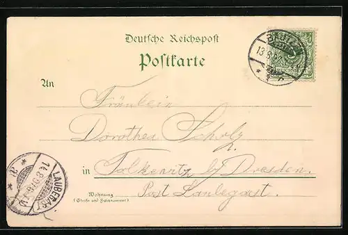 Lithographie Bautzen, Kriegerdenkmal und Aussichtsturm