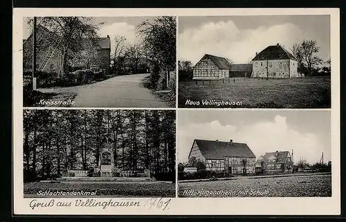 AK Vellinghausen, Haus Vellinghausen, jugendheim mit Schule, Schlachtendenkmal