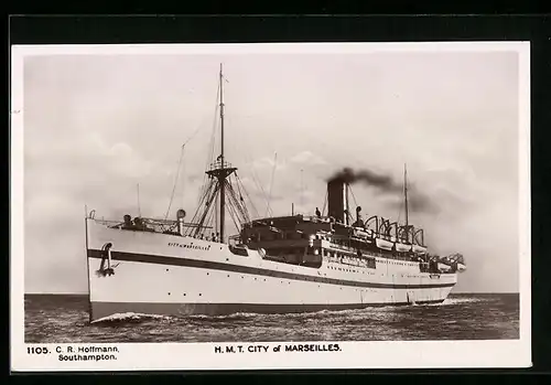AK Passagierschiff City of Marseilles auf hoher See