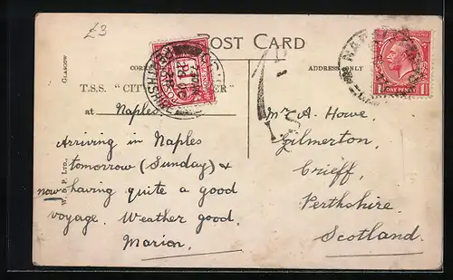 AK Passagierschiff TSS City of Exeter, Ellerman City Line