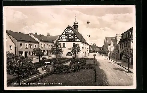 AK Pegnitz i. Fränk. Schweiz, Marktplatz mit Rathaus