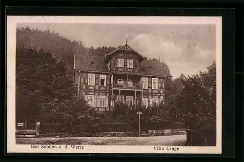 AK Bad Sooden a. d. Werra, Hotel Villa Lange mit Strassenpartie