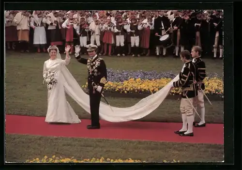 AK König Carl XVI Gustaf und Königin Silvia von Schweden bei ihrer Hochzeit