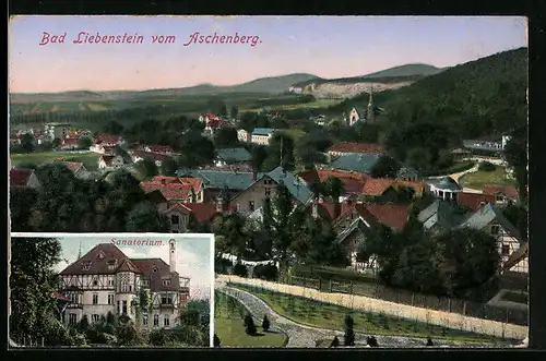 AK Bad Liebenstein, Blick vom Aschenberg, Sanatorium
