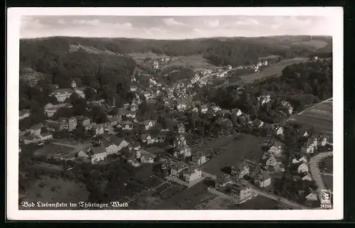 AK Bad Liebenstein, Fliegeraufnahme der Ortschaft im Thüringer Wald