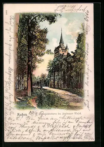 AK Aachen, Aussichtsturm im Aachener Wald