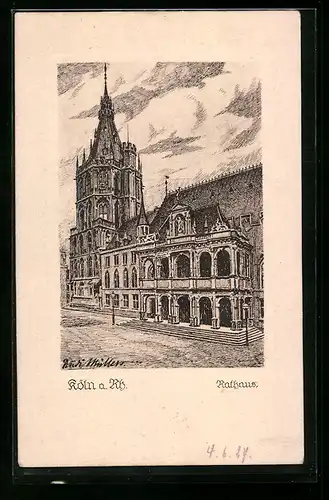 Künstler-AK Köln a. Rh., Rathaus