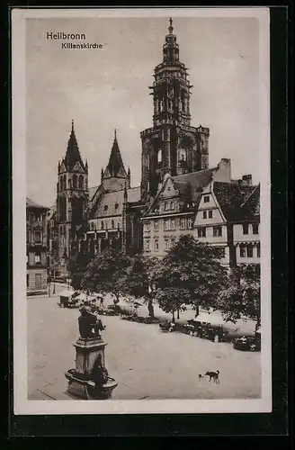 AK Heilbronn, Kilianskirche mit Brunnen