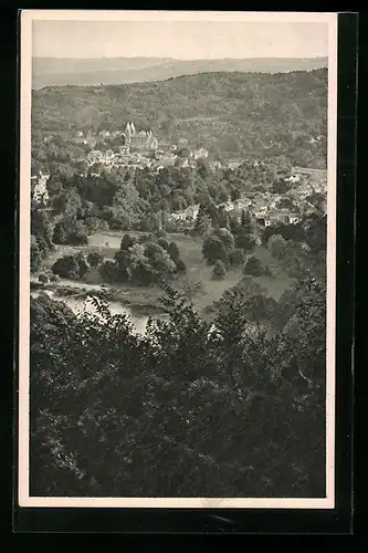 AK Mettlach /Saar, Ortsansicht mit Fluss aus der Vogelschau