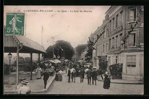 AK Caudebec-en-Caux, Le Quai, Le Jour du Marché