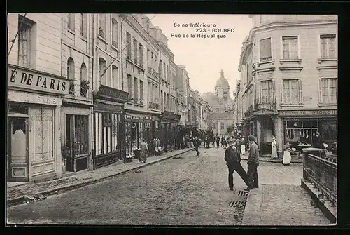 AK Bolbec, Rue de la République, Strassenpartie