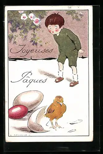 Künstler-AK sign. Raynolt: Joyeuses Paques / Ostergruss