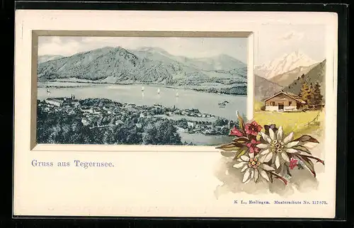 AK Tegernsee, Ortsansicht aus der Vogelschau, Edelweiss