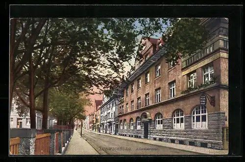 AK Ludwigsburg, Teilansicht auf der Alleenstrasse