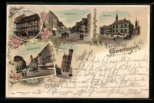 Lithographie Göttingen, Gronerstrasse, Alte Fink, Weenderstrasse